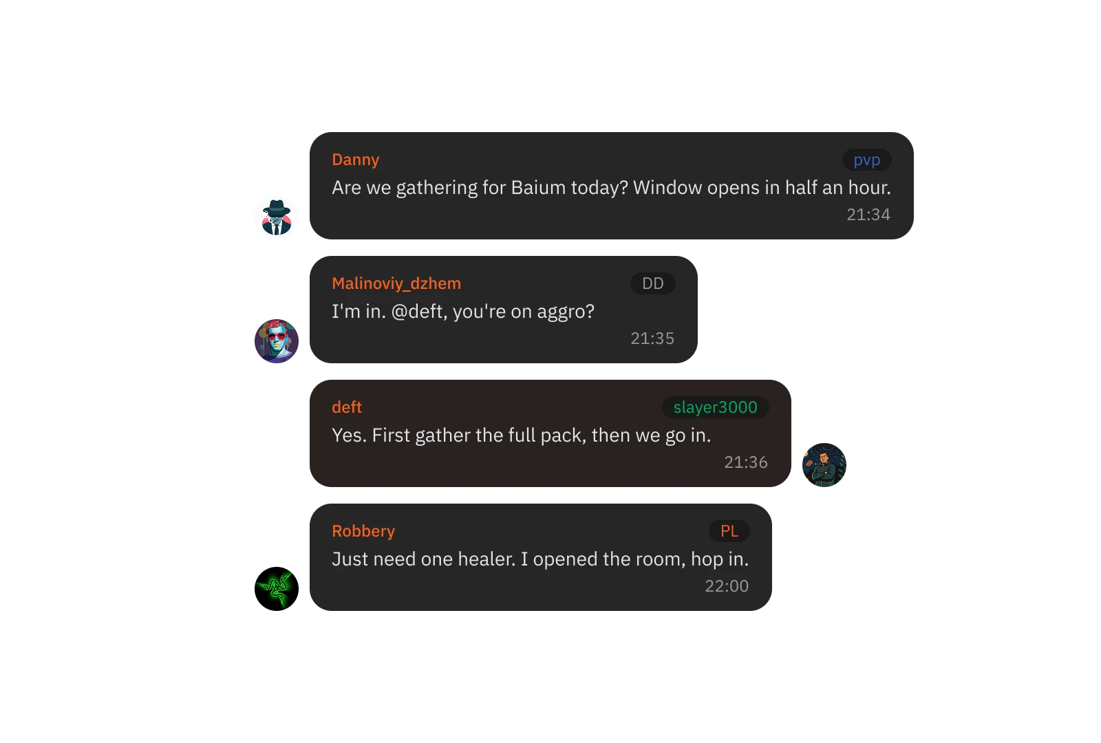 Gaming conversation in Pole chat
